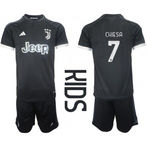 Juventus Federico Chiesa #7 Dětské Alternativní dres komplet 2023-24 Krátký Rukáv (+ trenýrky)
